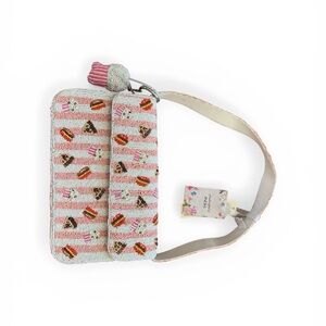 Pink Beaded Snack & Ice Cream Crossbody Bag - Playful Stripe Design